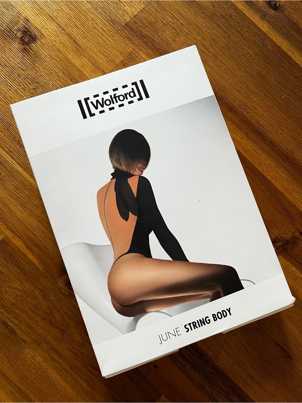 NWT Wolford Black June String Body (Turtleneck with Silk Bow)